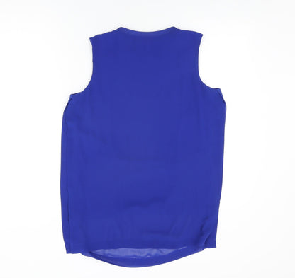 Marks & Spencer Womens Blue Polyester Basic Blouse Size 12 Round Neck