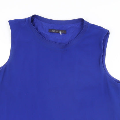 Marks & Spencer Womens Blue Polyester Basic Blouse Size 12 Round Neck