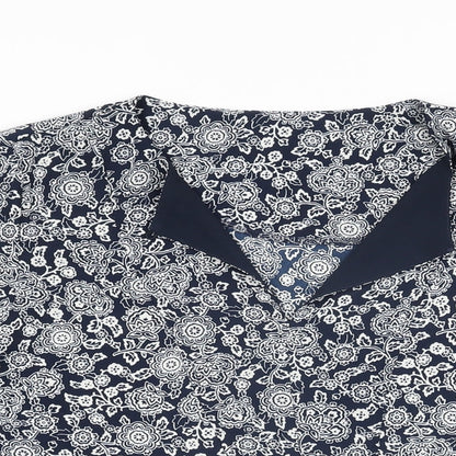 Marks & Spencer Womens Blue Floral Polyester Basic Blouse Size 12 V-Neck