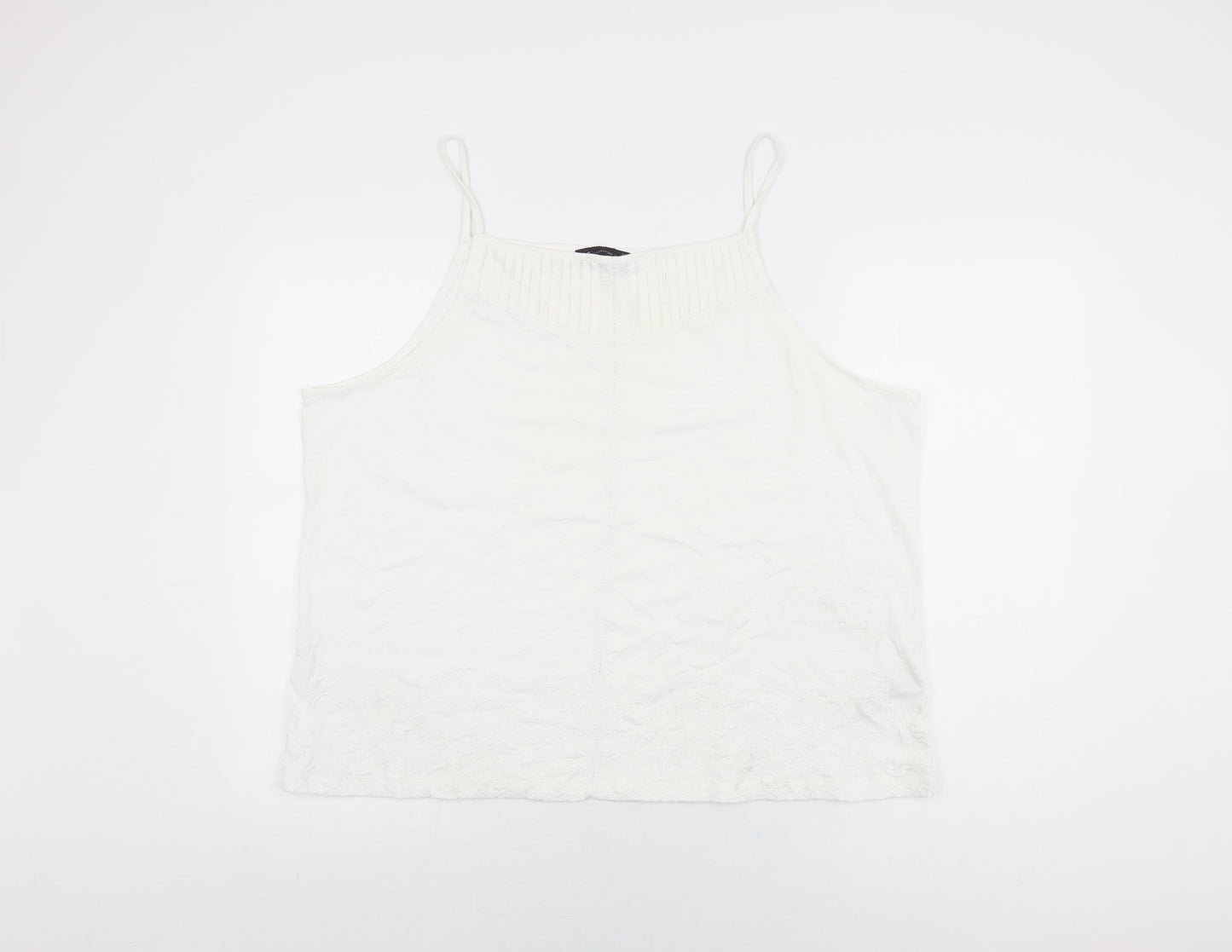 Marks and Spencer Womens White Cotton Basic T-Shirt Size 22 Square Neck