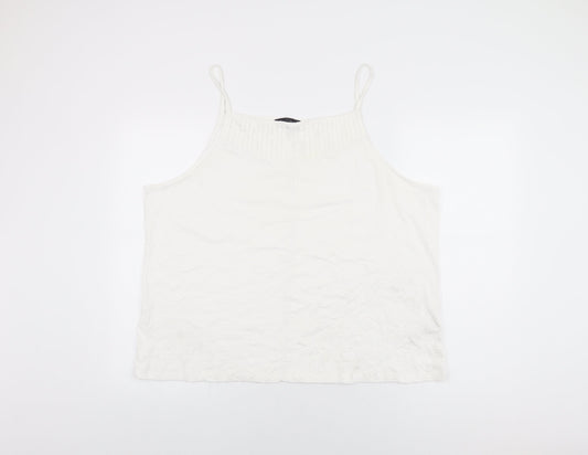 Marks and Spencer Womens White Cotton Basic T-Shirt Size 22 Square Neck