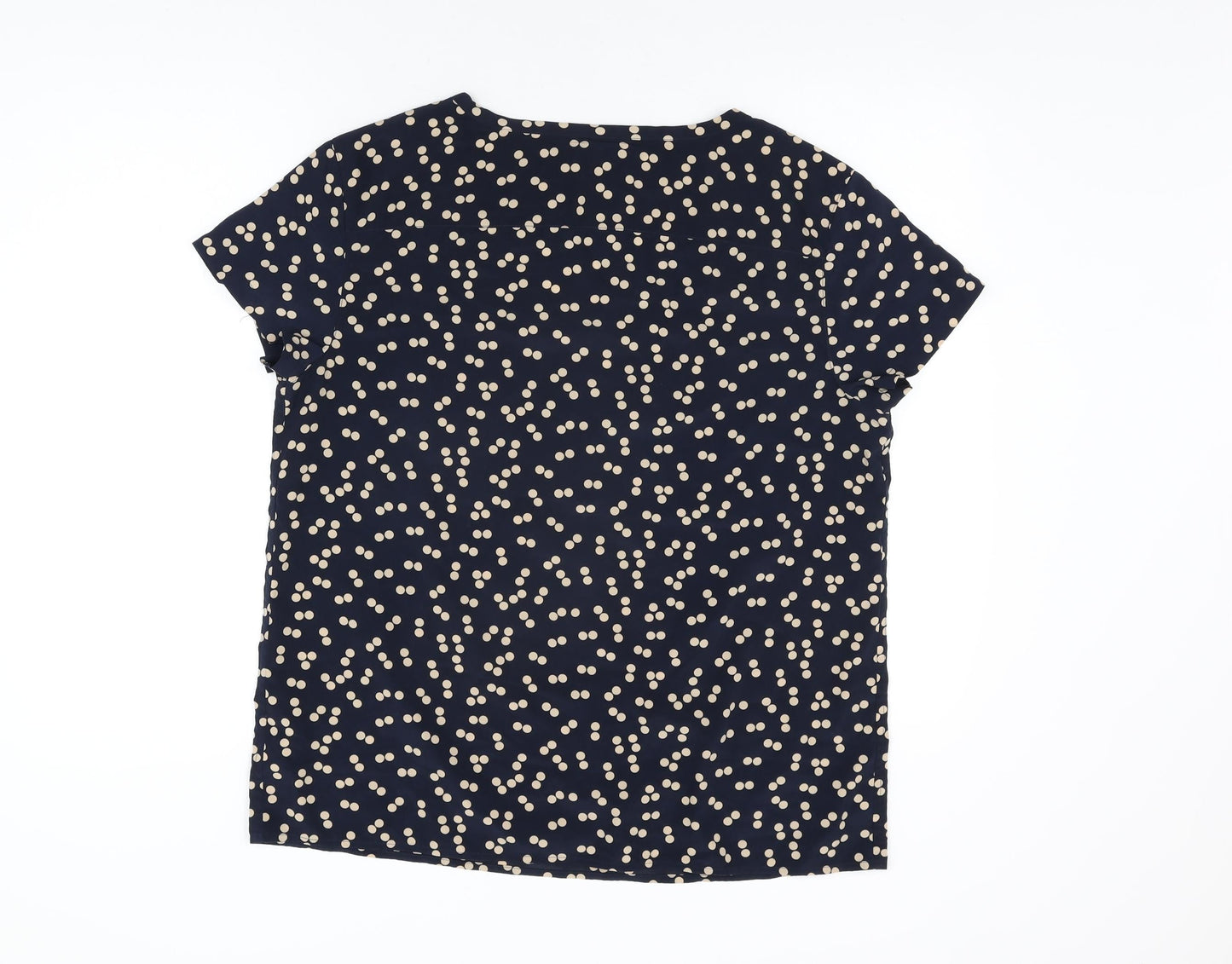Gap Womens Blue Polka Dot Polyester Basic T-Shirt Size L Round Neck