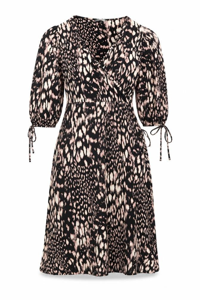 Principles Womens Black Geometric Viscose Wrap Dress Size 12 V-Neck Pullover