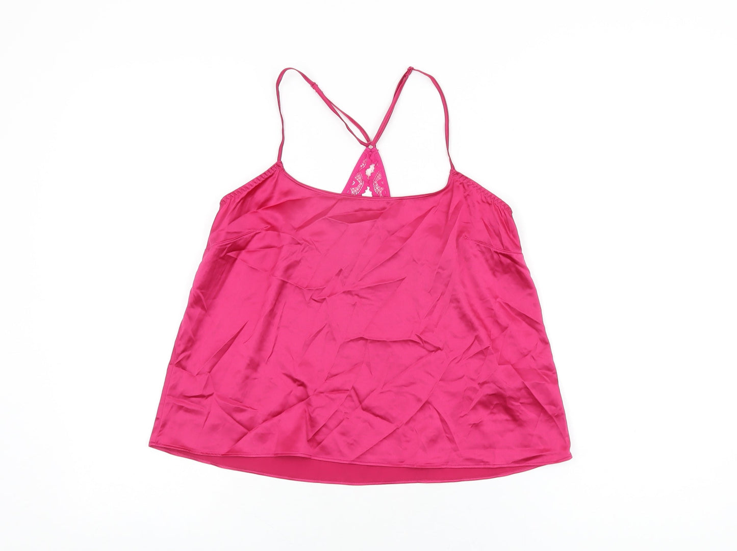 Marks and Spencer Womens Pink Solid Polyester Cami Pyjama Top Size S