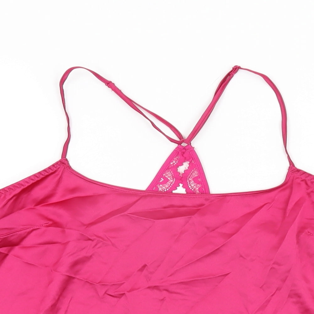 Marks and Spencer Womens Pink Solid Polyester Cami Pyjama Top Size S