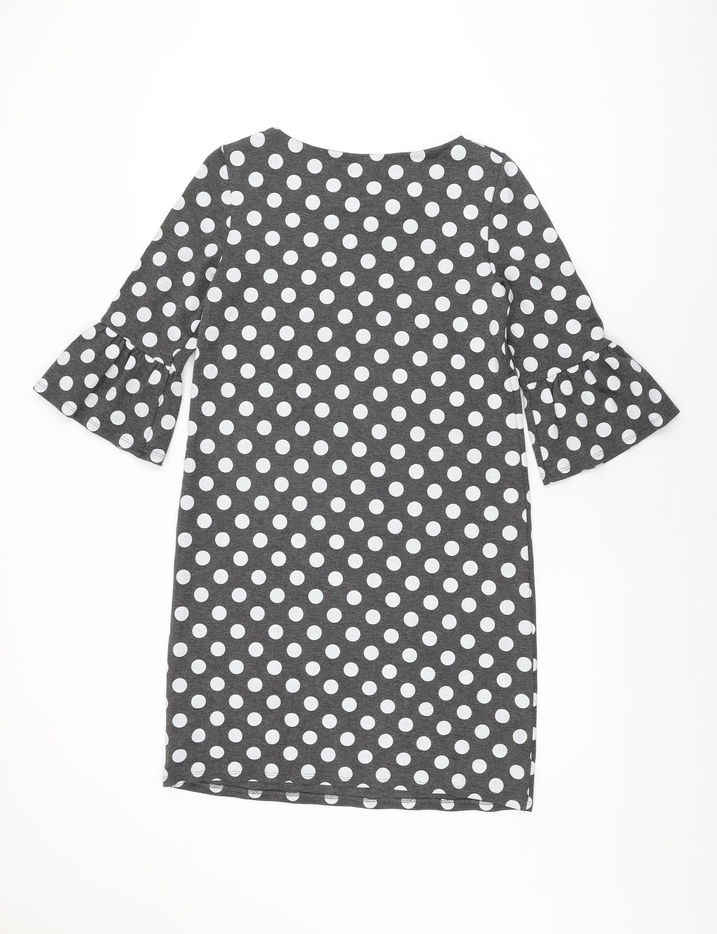 Roman Womens Grey Polka Dot Polyester Shift Size 12 Round Neck Pullover