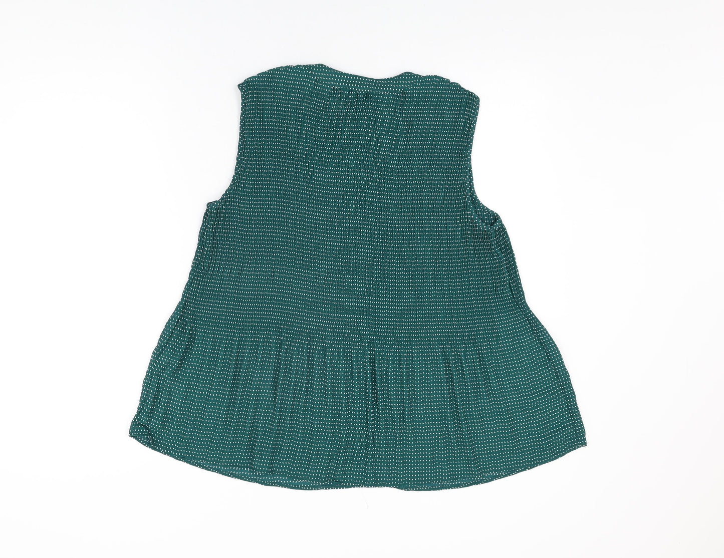 Adrianna Papell Womens Green Polka Dot Polyester Basic Blouse Size M Round Neck