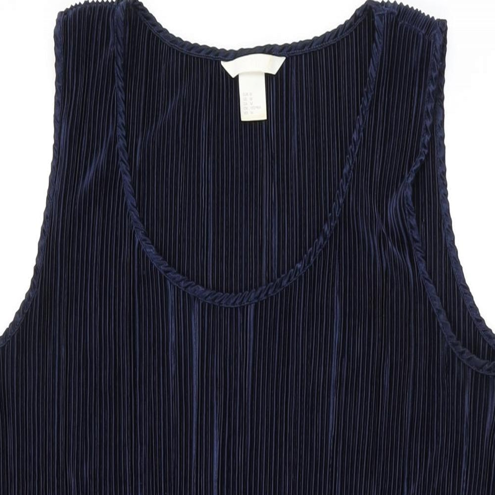 H&M Womens Blue Polyester Shift Size M Scoop Neck Pullover