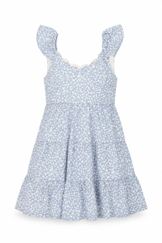 Monteau Womens Blue Floral Polyester Mini Size L Sweetheart Pullover