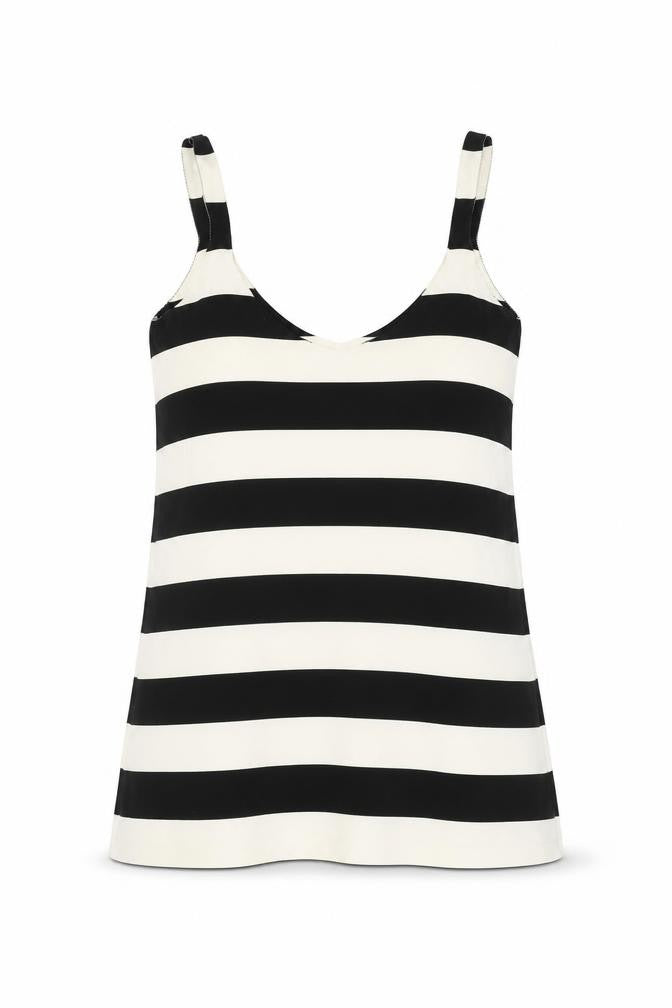 Stradivarius Womens Ivory Striped Polyester Basic T-Shirt Size XS V-Neck