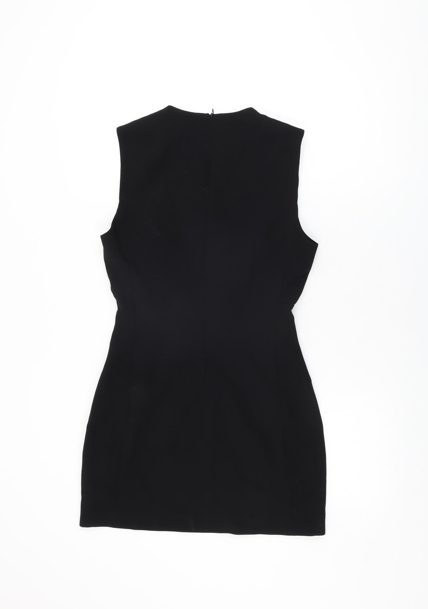 Zara Womens Black Polyester Mini Size S Round Neck Zip