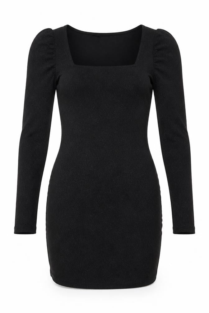 H&M Womens Black Polyester Bodycon Size S Square Neck Pullover
