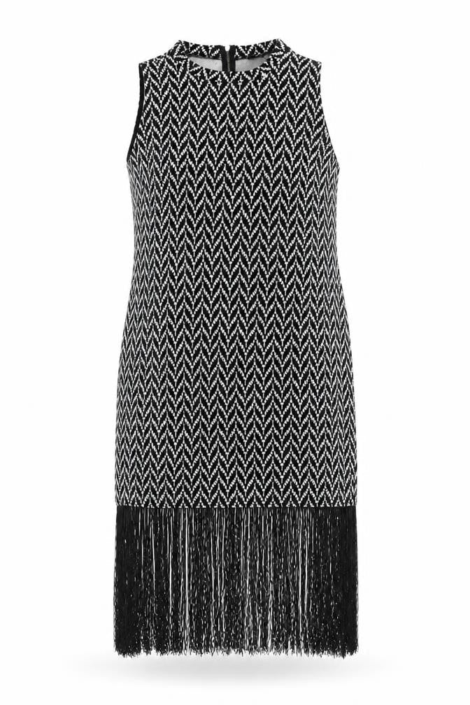 Simply Be Womens Black Geometric Viscose Shift Size 18 Round Neck Zip