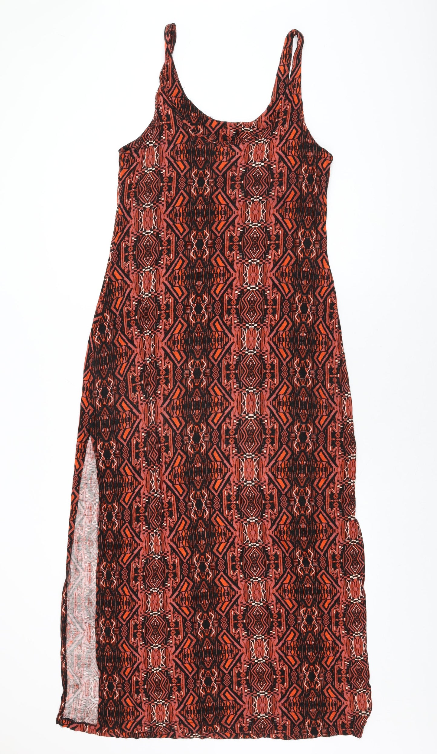 Sportsgirl Womens Red Geometric Viscose Shift Size L Scoop Neck Pullover
