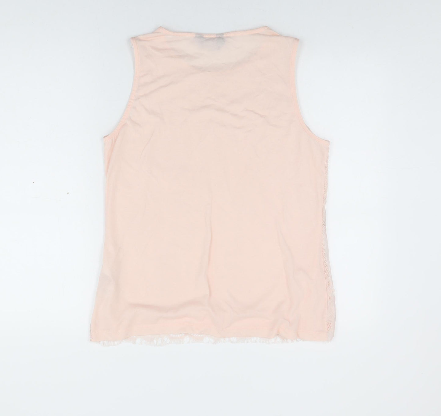 Dorothy Perkins Womens Pink Floral Polyamide Basic T-Shirt Size 14 Round Neck
