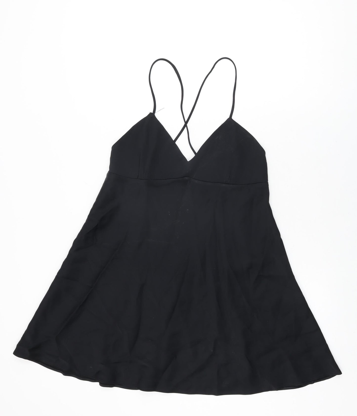 Zara Womens Black Acetate Mini Size L V-Neck Pullover