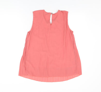 Sabrina Diamanti Womens Pink Polyester Basic Blouse Size M Round Neck