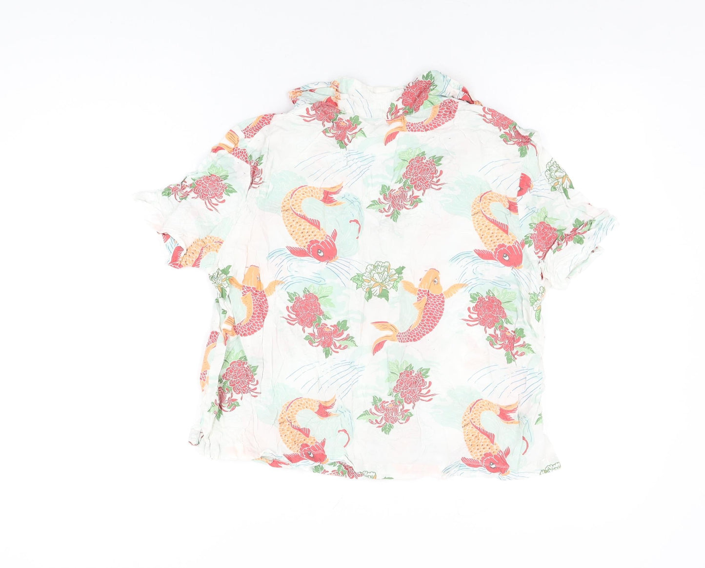 ASOS Womens White Geometric Modal Basic Button-Up Size 12 Collared