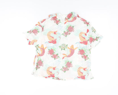 Back view of ASOS women’s white geometric modal basic button-up, size UK 12, collared