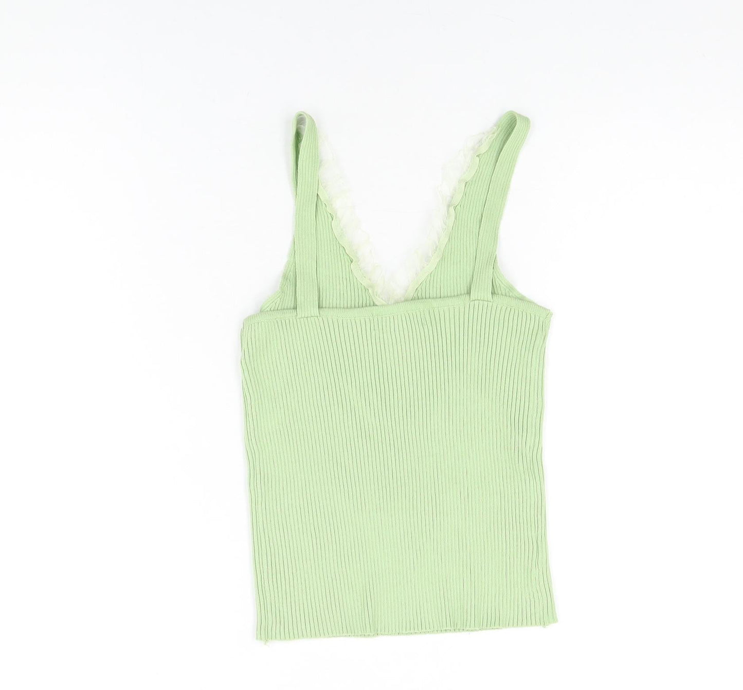 QED London Womens Green Viscose Basic T-Shirt Size S V-Neck