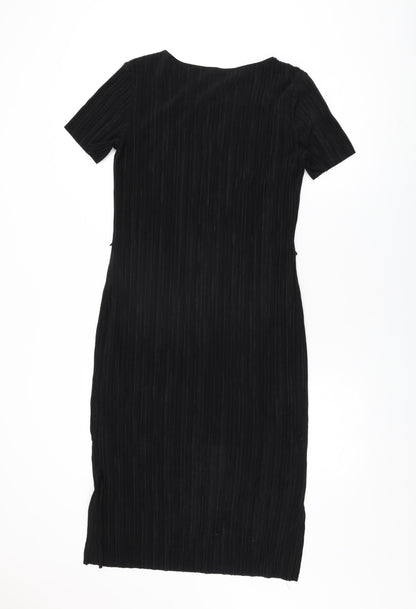 Back view of Roman women’s black polyester bodycon, size UK 10, round neck pullover