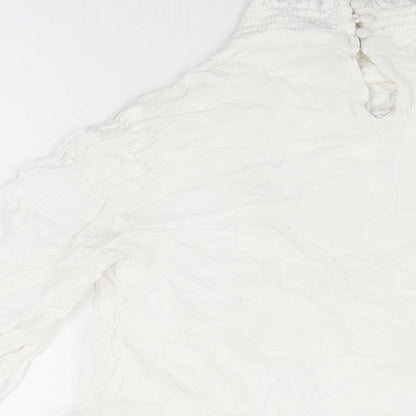 Monsoon Womens White Viscose Basic T-Shirt Size 16 High Neck