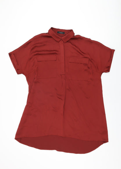 Additional front view of Autograph women’s red polyester basic blouse, size UK 14, collared