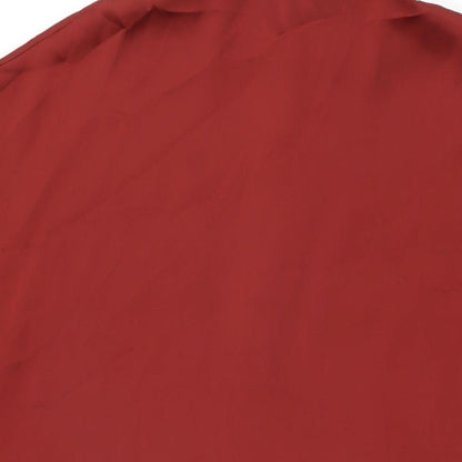 Brand and care label for Autograph women’s red polyester basic blouse, size UK 14, collared