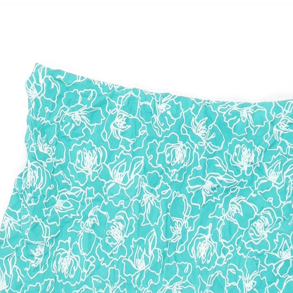 BM Womens Blue Floral Viscose Flare Skirt Size 14