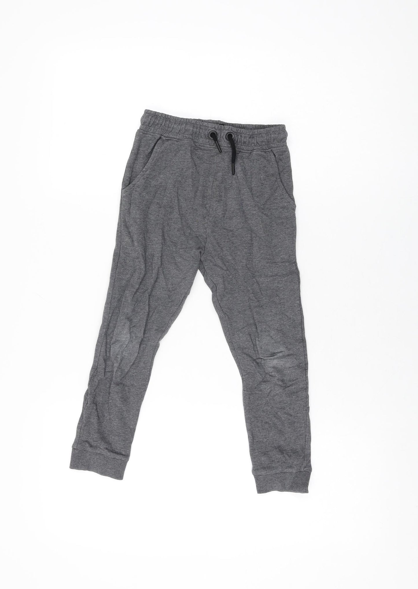 NEXT Boys Grey Cotton Jogger Trousers Size 7 Years Regular Drawstring