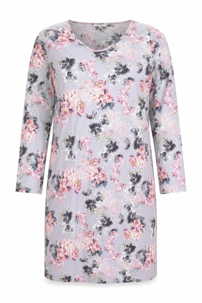 La Marquise Womens Purple Floral Polyester Shift Size XL Round Neck Pullover