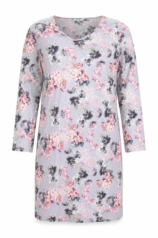 La Marquise Womens Purple Floral Polyester Shift Size XL Round Neck Pullover
