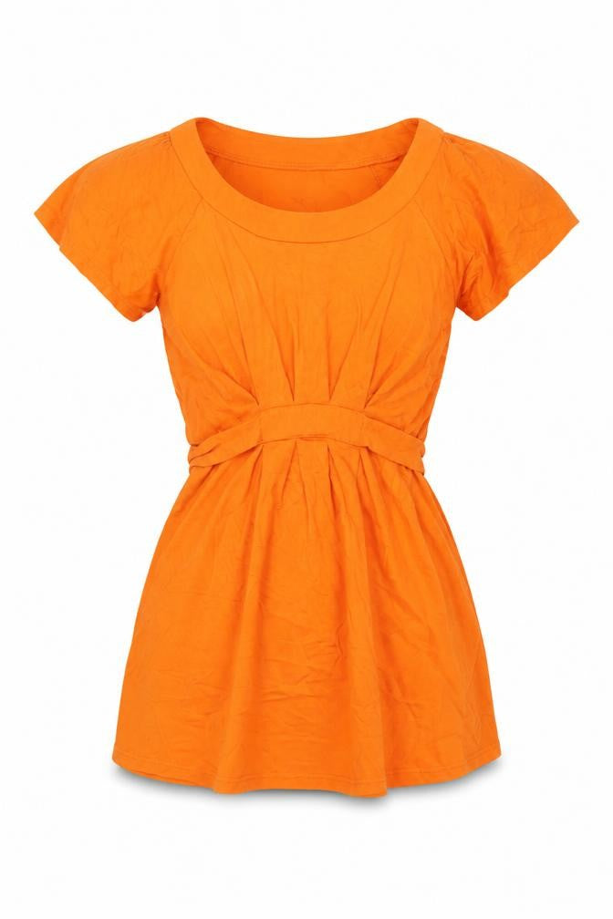 Terminal One Womens Orange Polyester Basic T-Shirt Size 10 Scoop Neck