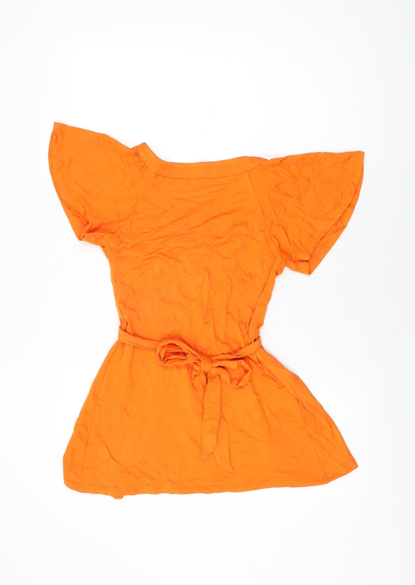 Terminal One Womens Orange Polyester Basic T-Shirt Size 10 Scoop Neck
