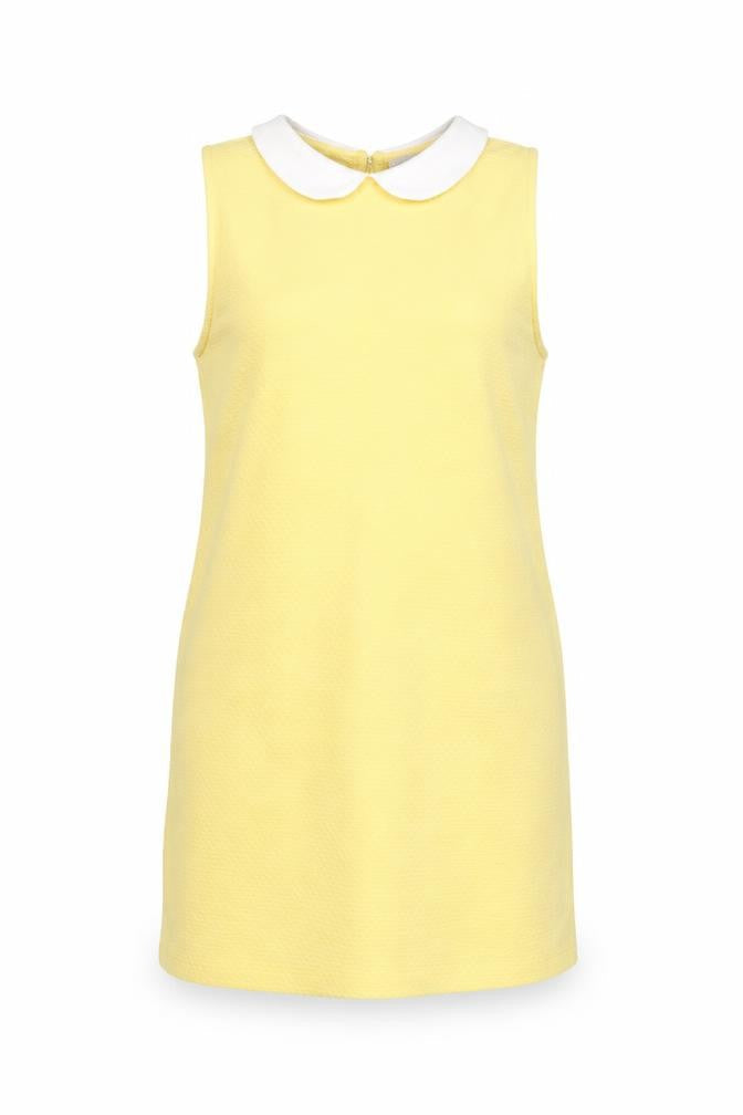 Dorothy Perkins Womens Yellow Polyester Shift Size 14 Collared Button