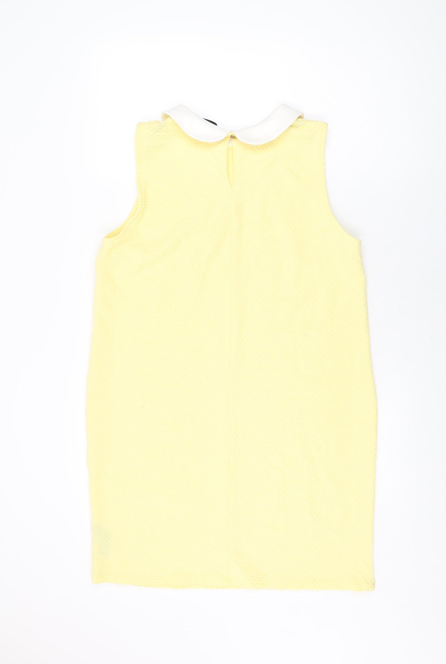 Dorothy Perkins Womens Yellow Polyester Shift Size 14 Collared Button
