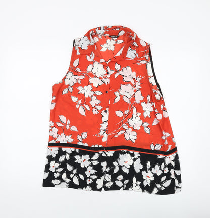 Additional front view of Roman women’s red floral polyester basic button-up, size UK 16, collared