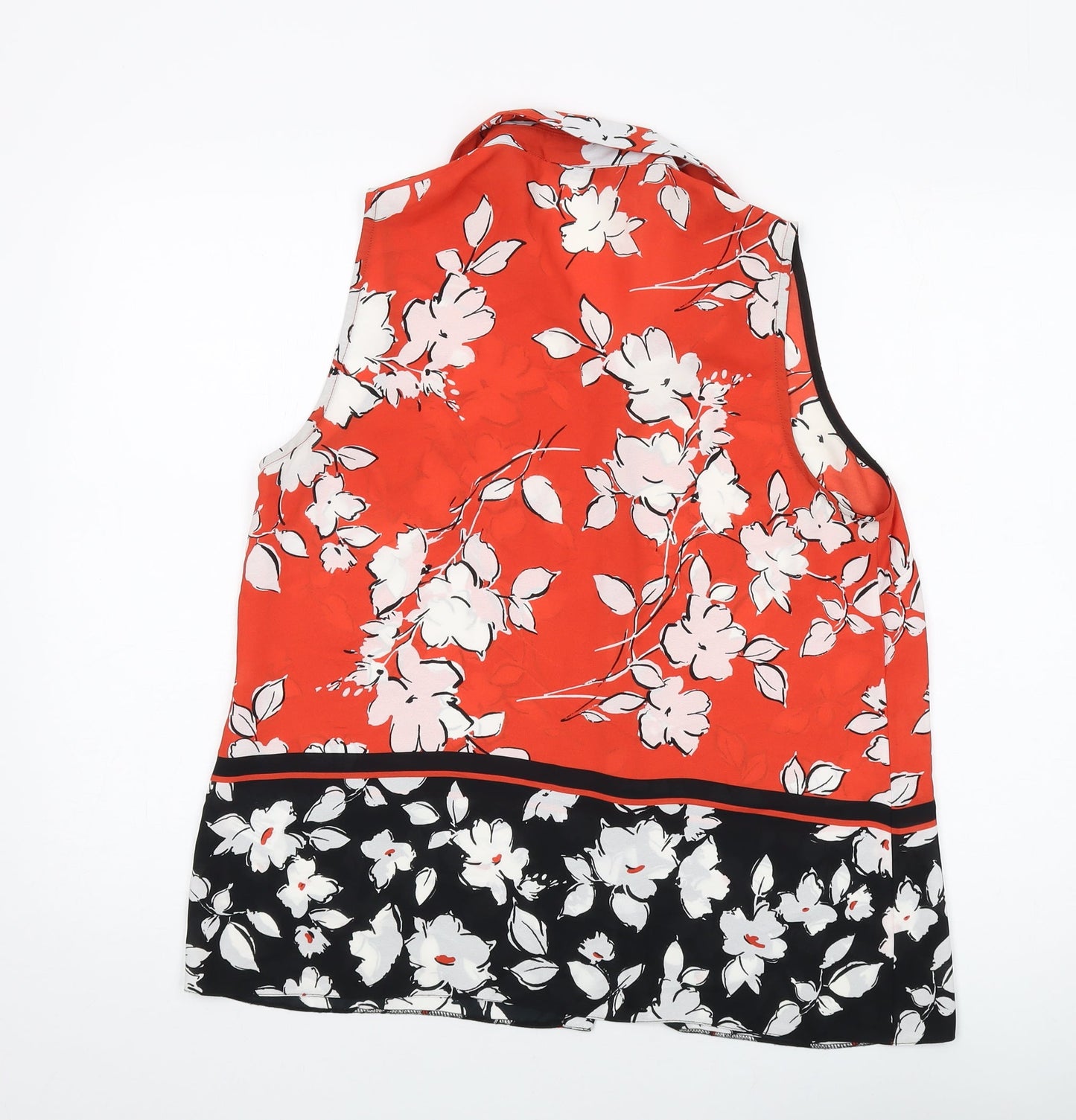 Roman Womens Red Floral Polyester Basic Button-Up Size 16 Collared