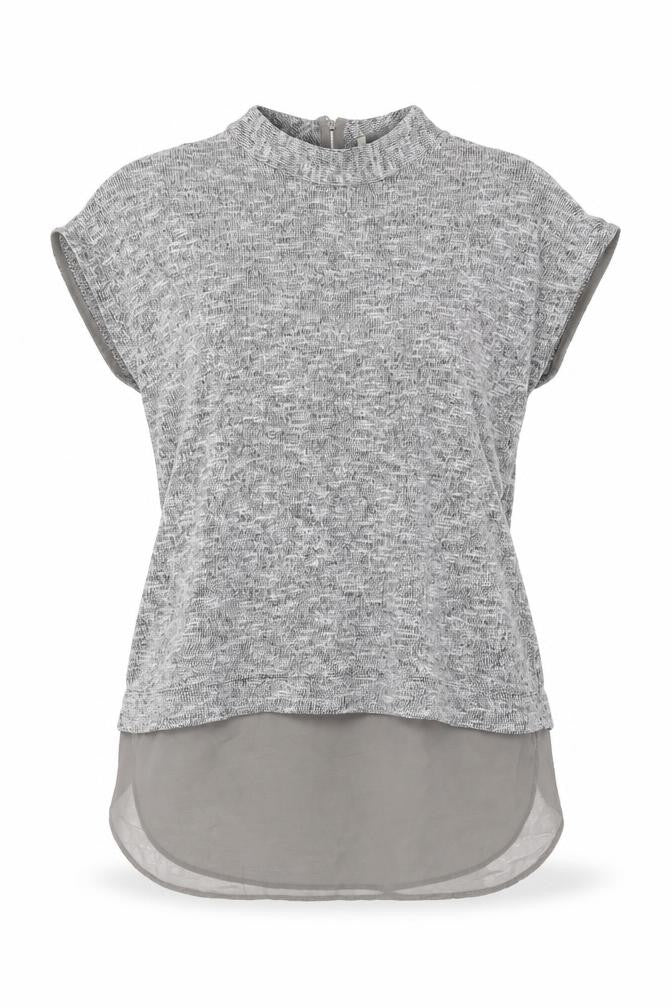 Oasis Womens Grey Viscose Basic T-Shirt Size XS Mock Neck