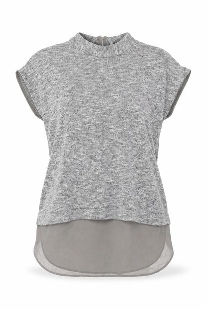 Oasis Womens Grey Viscose Basic T-Shirt Size XS Mock Neck