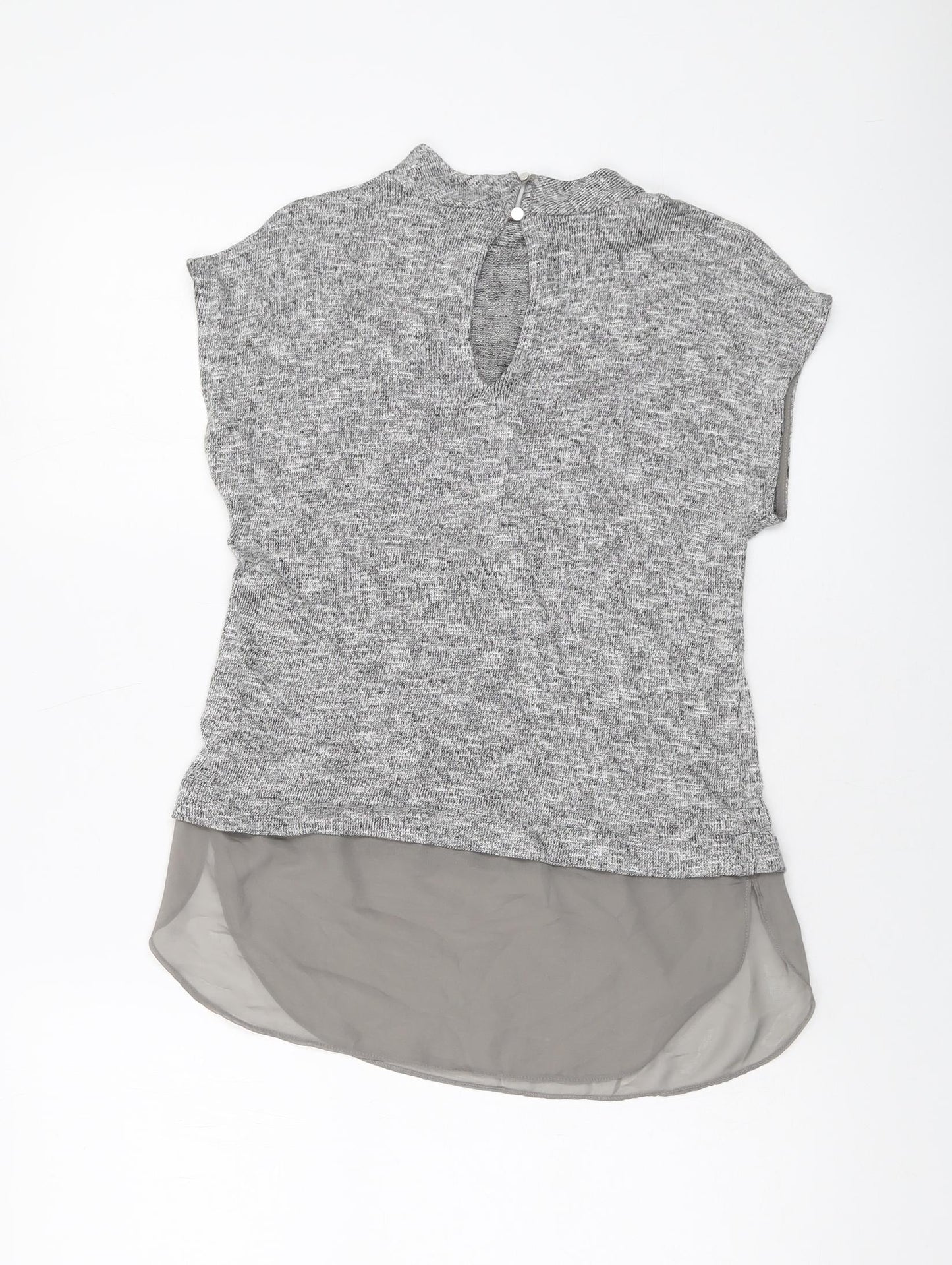 Oasis Womens Grey Viscose Basic T-Shirt Size XS Mock Neck