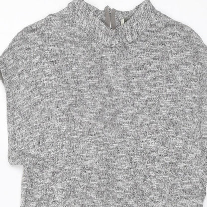 Oasis Womens Grey Viscose Basic T-Shirt Size XS Mock Neck
