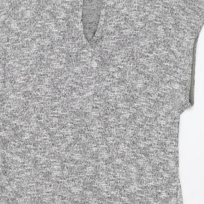 Oasis Womens Grey Viscose Basic T-Shirt Size XS Mock Neck