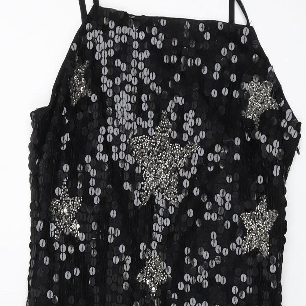 Nasty Gal Womens Black Polyester Mini Size 10 Square Neck Zip