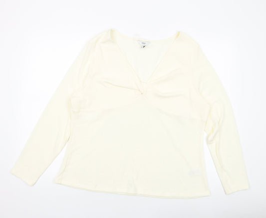 Marks and Spencer Womens Ivory Polyester Basic Blouse Size 24 V-Neck