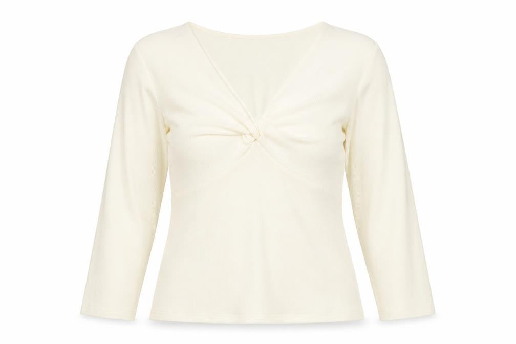 Marks & Spencer Womens Ivory Polyester Basic Blouse Size 24 V-Neck