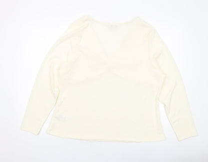 Marks & Spencer Womens Ivory Polyester Basic Blouse Size 24 V-Neck