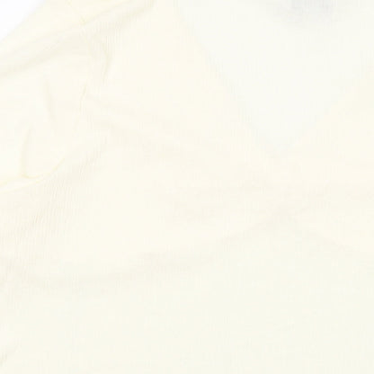 Marks & Spencer Womens Ivory Polyester Basic Blouse Size 24 V-Neck