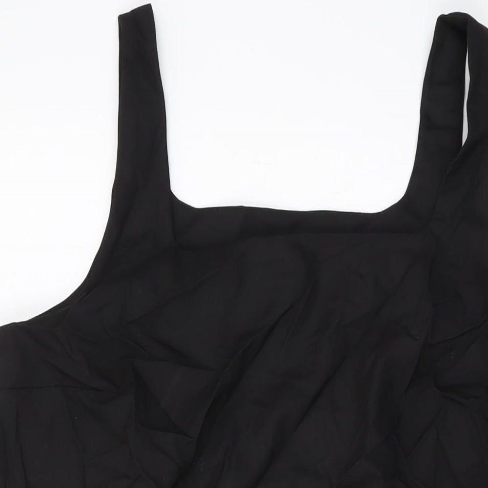 H&M Womens Black Polyester Basic Tank Size L Square Neck