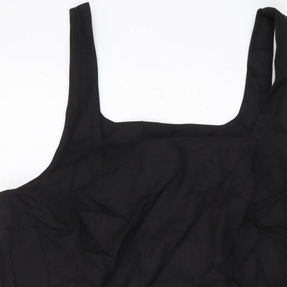 H&M Womens Black Polyester Basic Tank Size L Square Neck